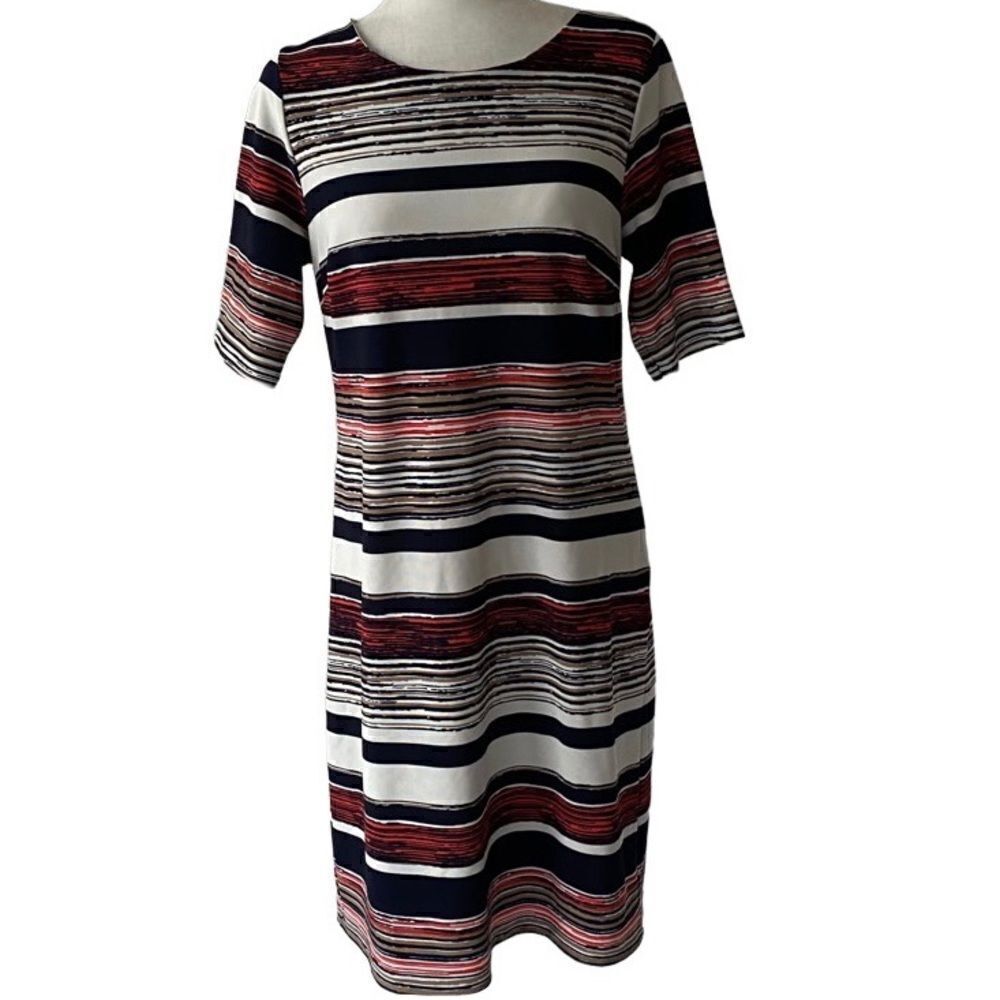 I LE New York Striped Casual Dress Sleeves SZ 12